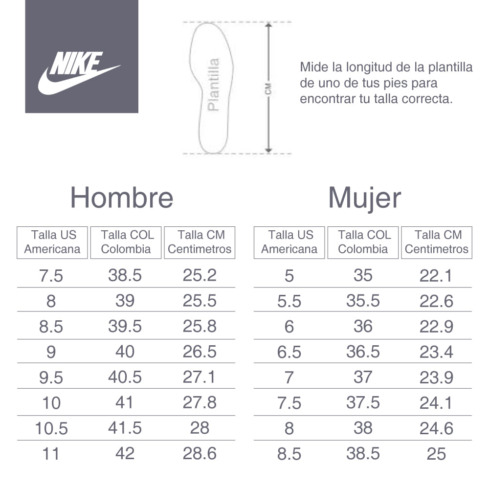 tallas de tenis de hombre