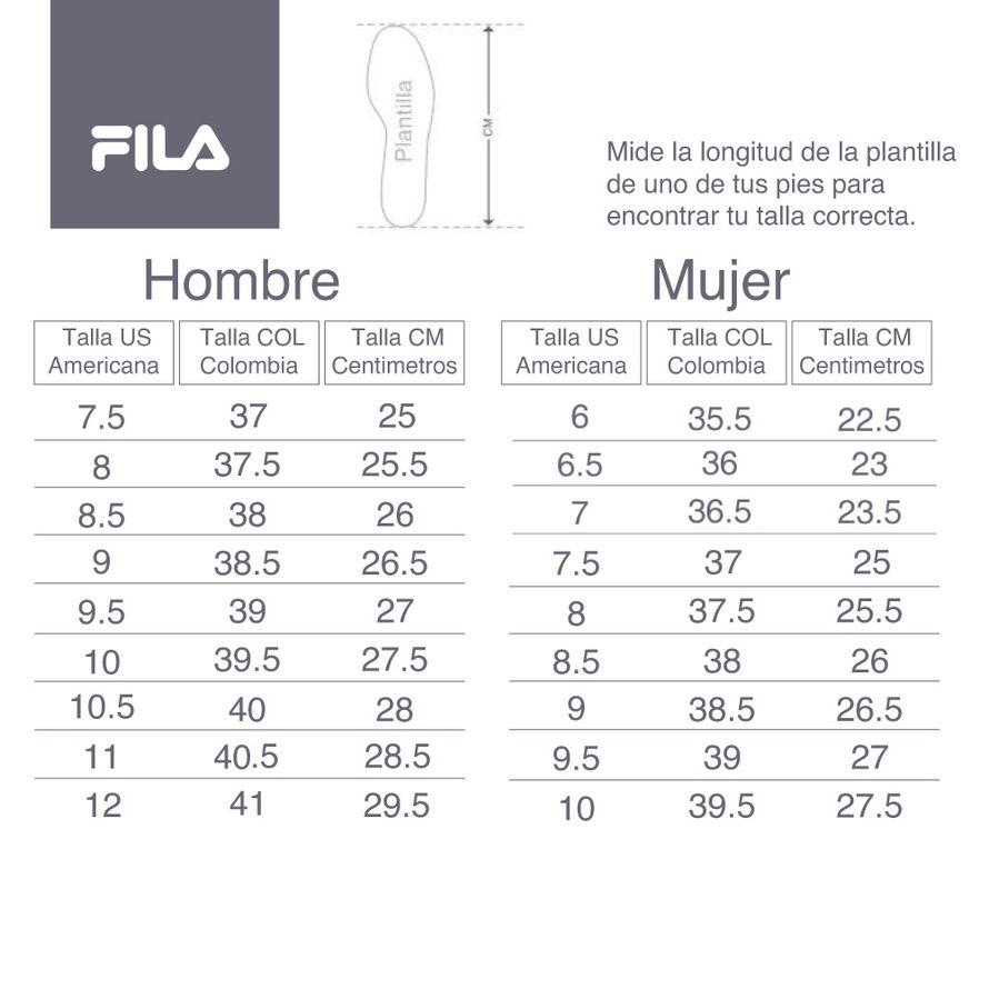 Fila tabla de fashion tallas