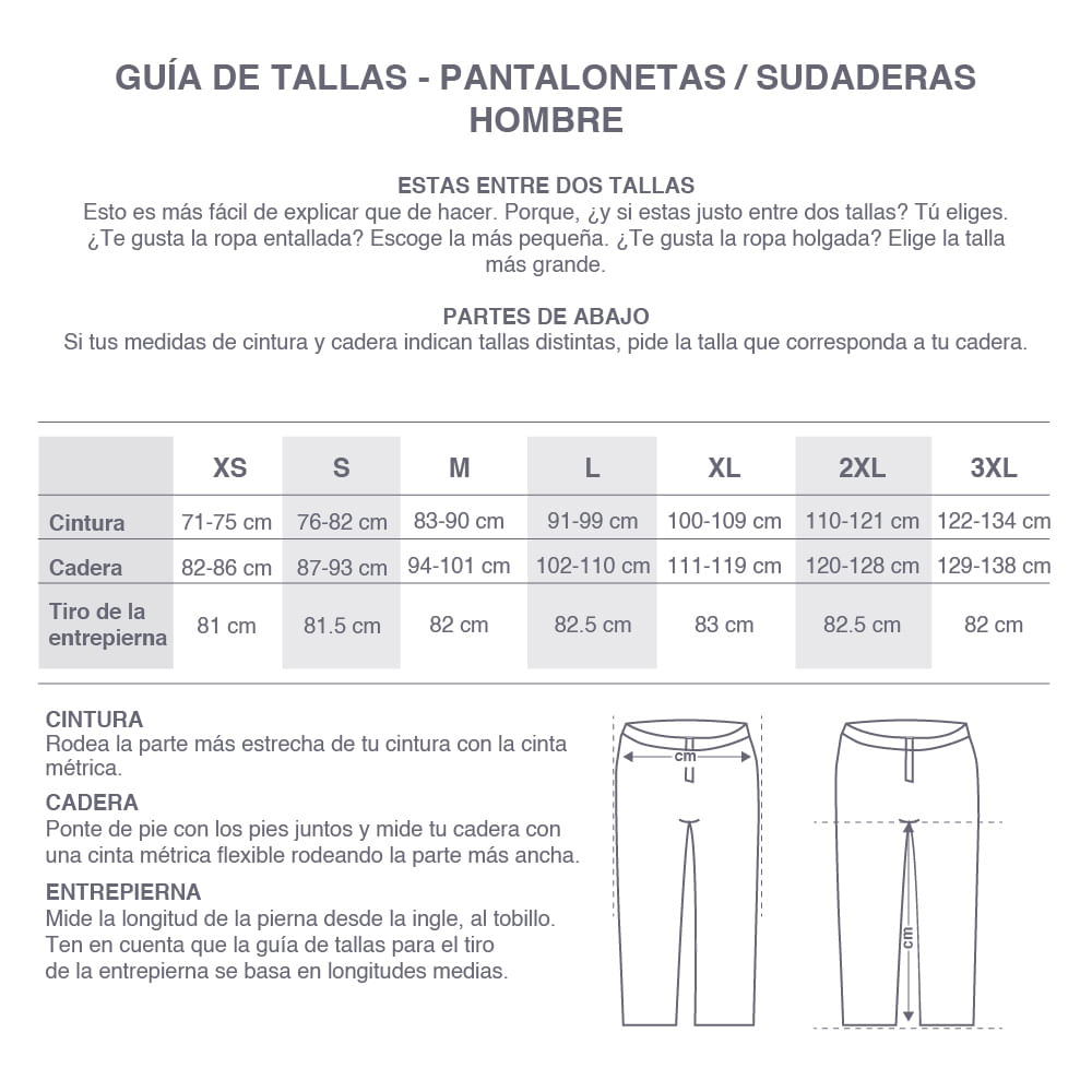 Talla 2025 de pantalonetas